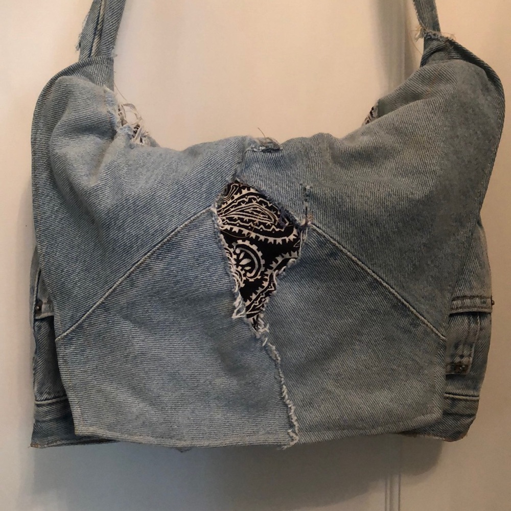 Handmade Boho Blue Jeans Purse